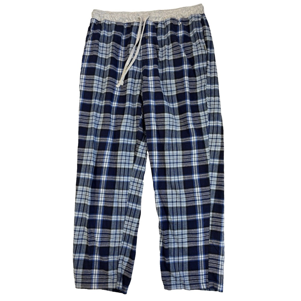 Eddie Bauer Men's Large Blue Plaid Cozy Warm‎ Lounge Pants Cabincore Comfy